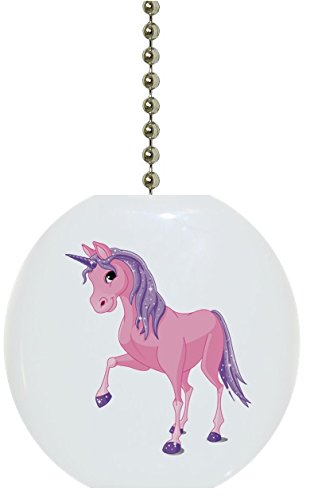 Pink & Purple Unicorn Ceramic Fan Pull - Decorative Ceiling Fan Chain Pull with Solid Ceramic Charm for Girls Room, Kids Bedroom, Nursery Decor