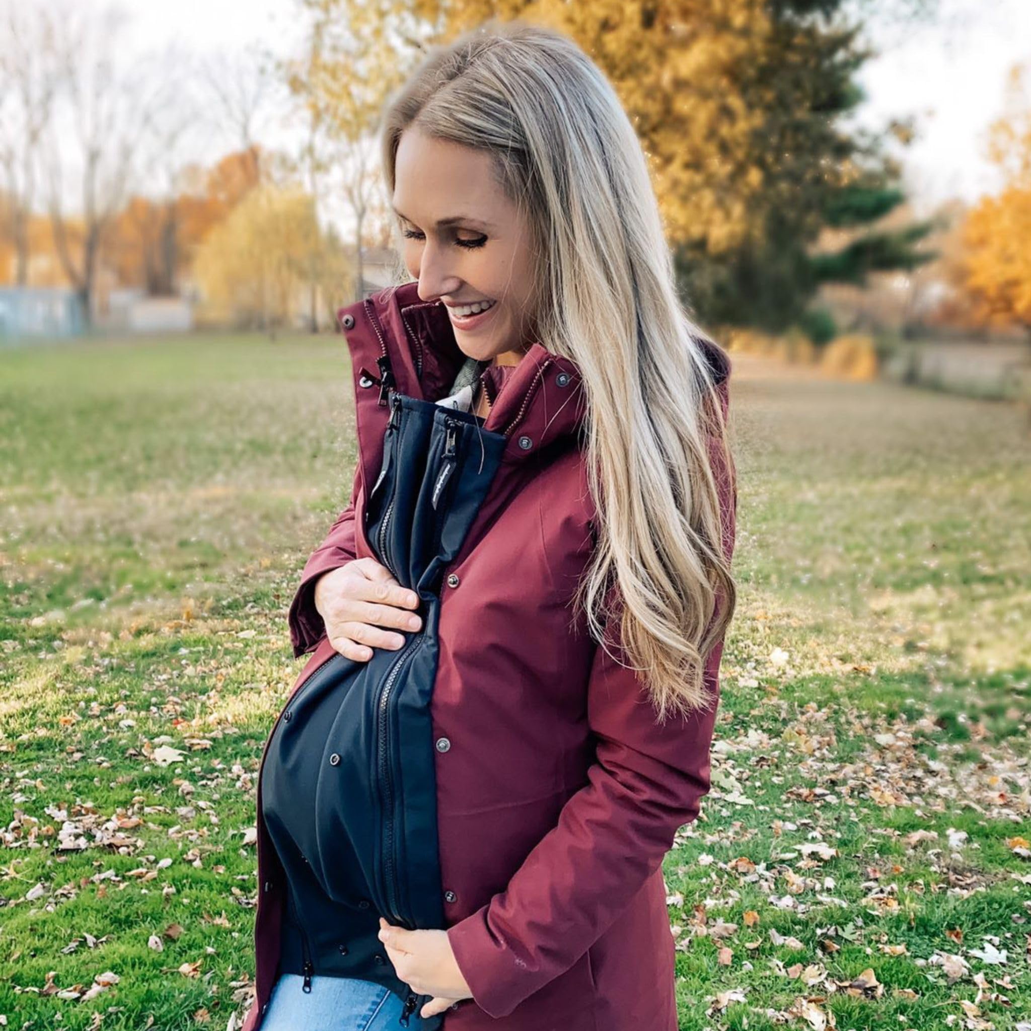 MakeMyBellyFit Universal Jacket Extender for Pregnancy & Baby Carriers - Fits Most Zippers, Adjustable Black Maternity Wear - Perfect for Cold Weather & Nursing Moms