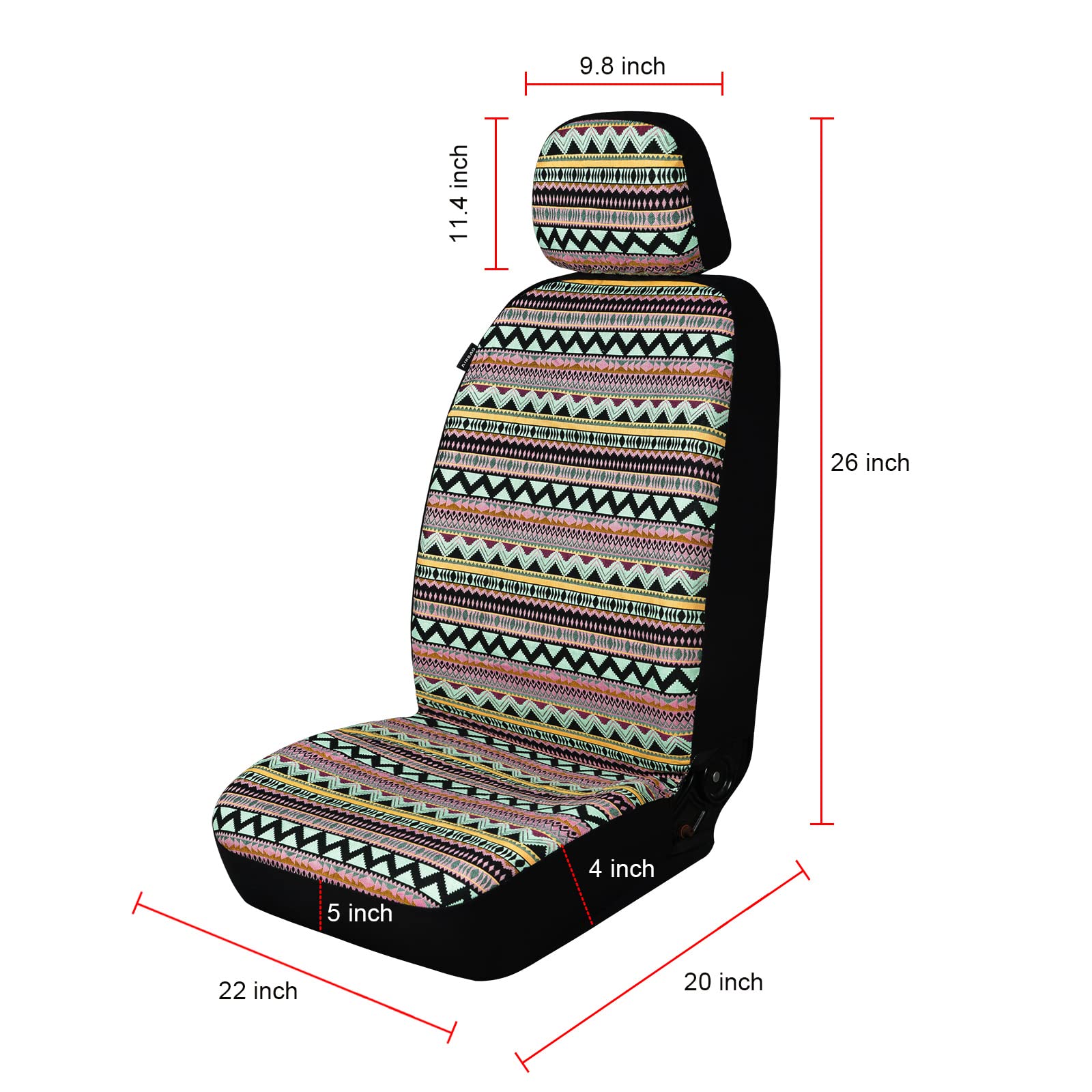 ENOGE Boho Car Seat Covers - Breathable Baja Saddle Blanket Universal Fit for Cars, SUVs, Trucks & Vans (Baja Pink, Front Pair) - Perfect for Road Trips & Daily Commute