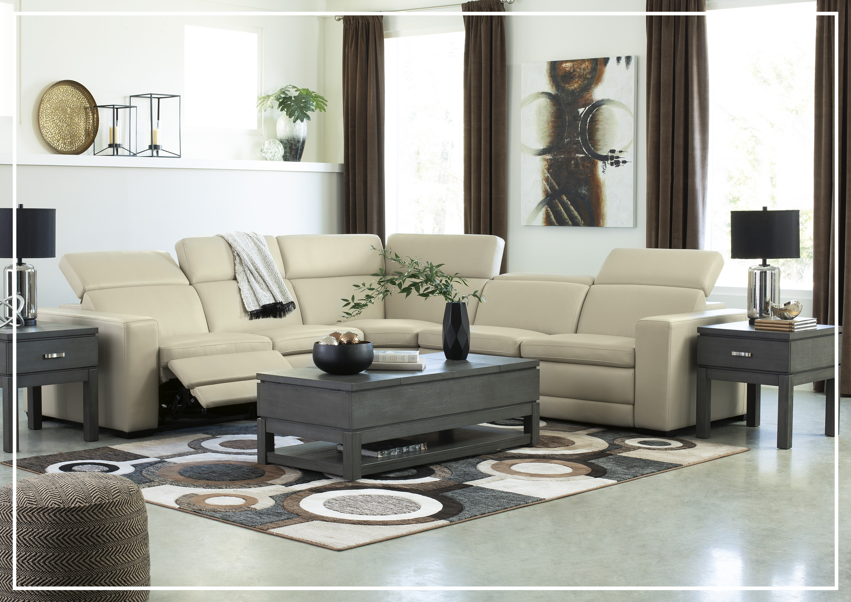 Gio Italia Titan 5-Seater Power Reclining Sectional Sofa - Modern L-Shaped Leather Living Room Couch with USB Charging Ports | Perfect for Family Movie Nights & Home Theater Lounging