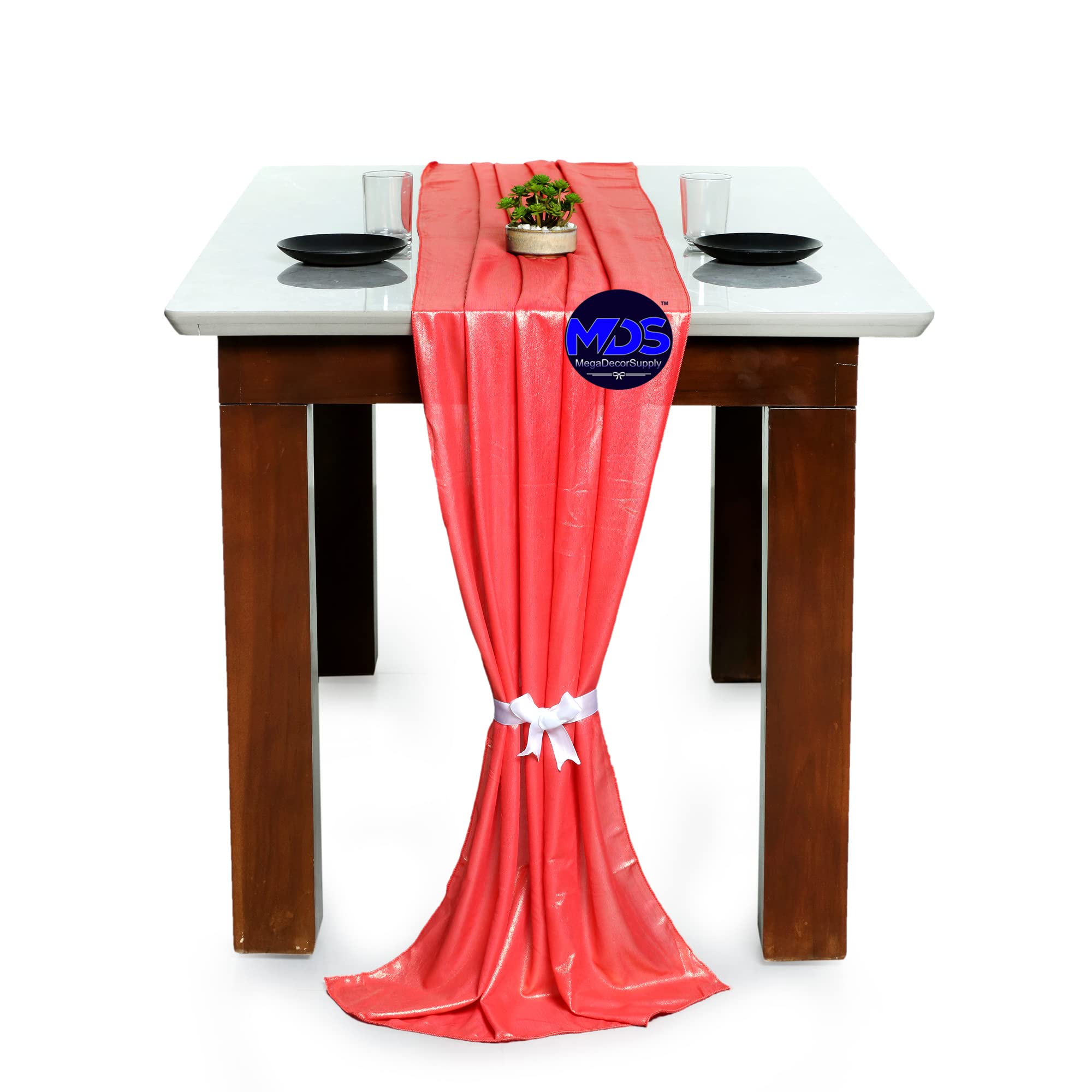 15-Pack Coral Foil Wedding Table Runners 20x120 Inch - Elegant Banquet Decor for 10ft Tables | Perfect for Wedding Receptions, Bridal Showers & Anniversary Celebrations