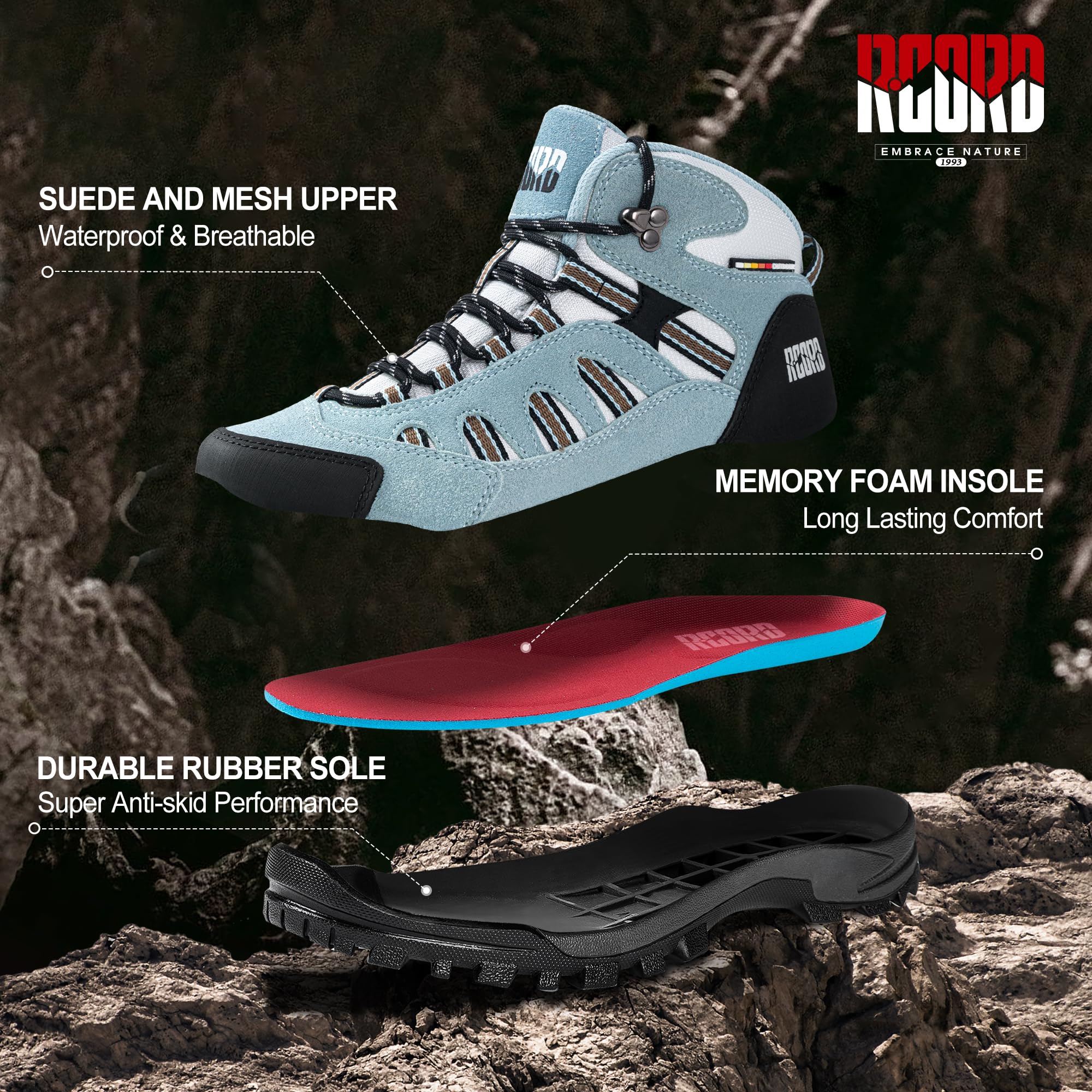 Women's Waterproof Lightweight Hiking Boots with Ankle Support - Breathable Non-Slip Outdoor Backpacking Shoes for Hiking, Camping & Trail Walking
