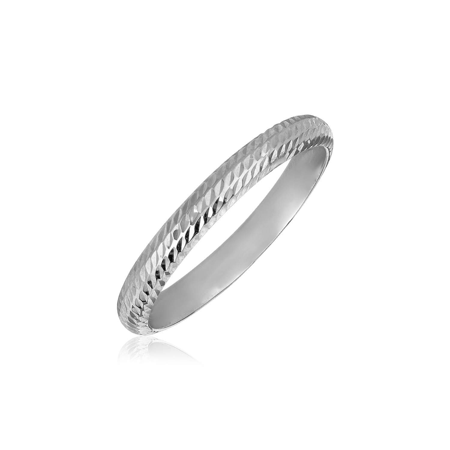 14K White Gold Textured Comfort Fit Wedding Band for Women - Elegant Fine Jewelry Ring for Engagement, Anniversary & Everyday Wear