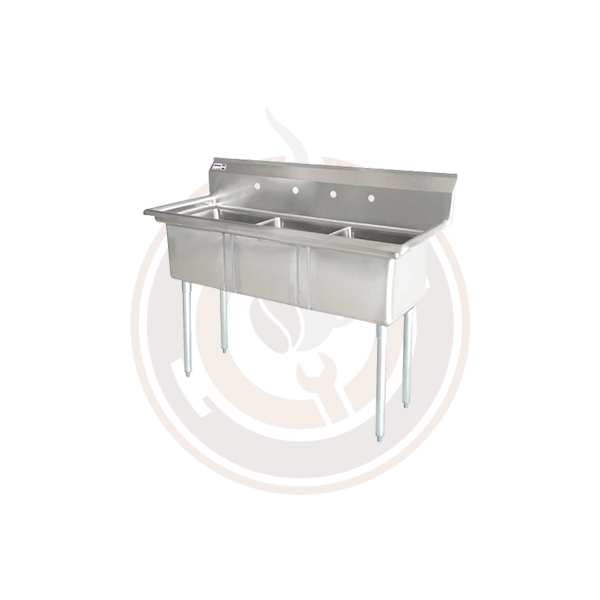 Omcan SS Sinks 24x24x14 3-Tub Commercial Stainless Steel Sink Without Drain Board - Model 22120/43787 - Perfect for Restaurant, Bakery & Food Prep Stations