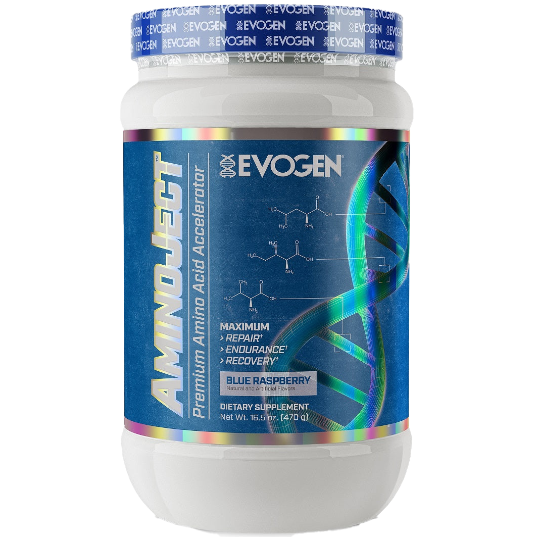 Evogen AminoJect Blue Raspberry 470g - Premium BCAA & EAA Supplement for Muscle Recovery & Endurance - Perfect for Pre/Post Workout & Intense Training Sessions
