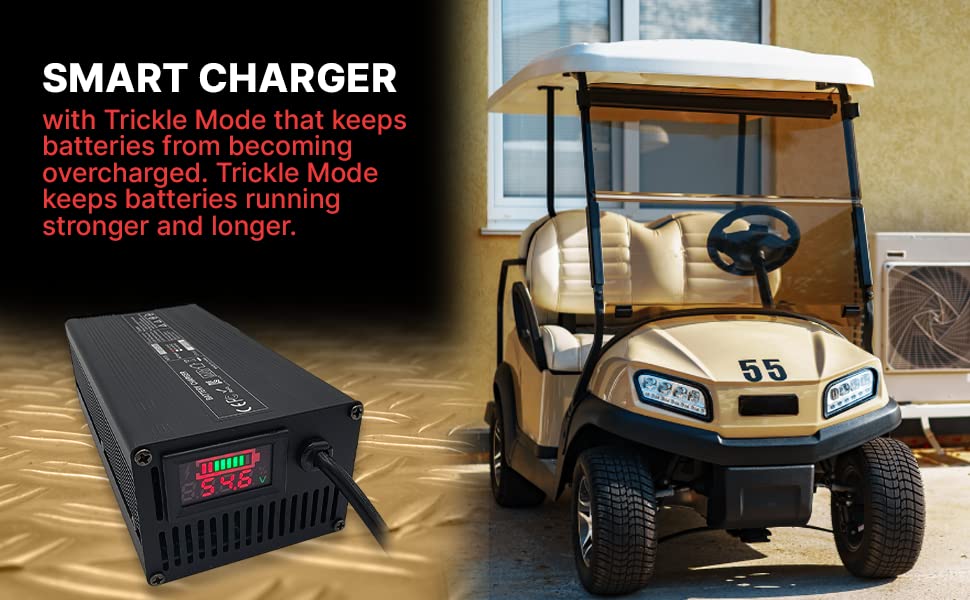 48V Golf Cart Battery Charger with LCD Display - Fast Charging for EZGO, Club Car, Yamaha Golf Carts | Perfect for Golf Courses, Resorts & Home Use