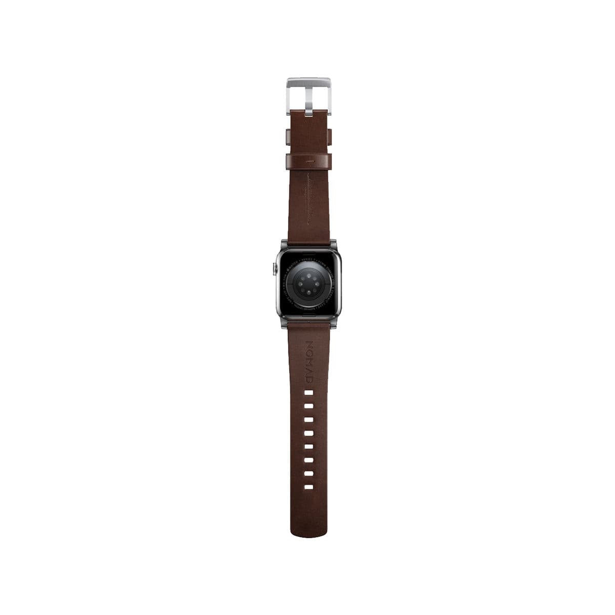 NOMAD Modern Leather Band for Apple Watch 45mm 49mm - Rustic Brown Horween Leather with Silver Hardware | Stylish & Durable Replacement Strap for Work, Travel & Everyday Wear