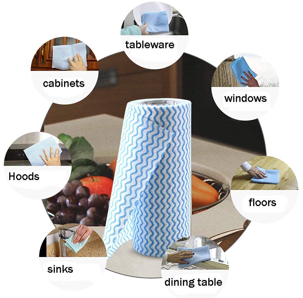 Alokrupswam Bulk Paper Towels Roll - 100% Non-Woven Reusable Cleaning Cloths for Kitchen, Dishes & Household Cleaning | Eco-Friendly Dish Towels & Napkins (Random Colors, 1 Roll) - Perfect for Spills, Counter Wiping & Dish Drying