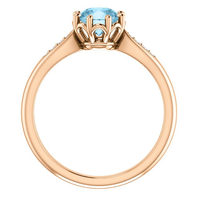 14K Gold 0.75 Carat Aquamarine & Diamond Accent Ring - Elegant Birthstone Jewelry for Women, Perfect for Engagement, Anniversary & Special Occasions