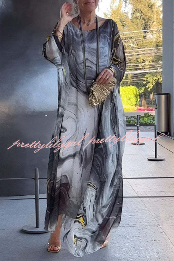 Stylish Printed Crew Neck Loose Maxi Dress for Women - Resort Wear, Beach Vacation & Summer Outfits