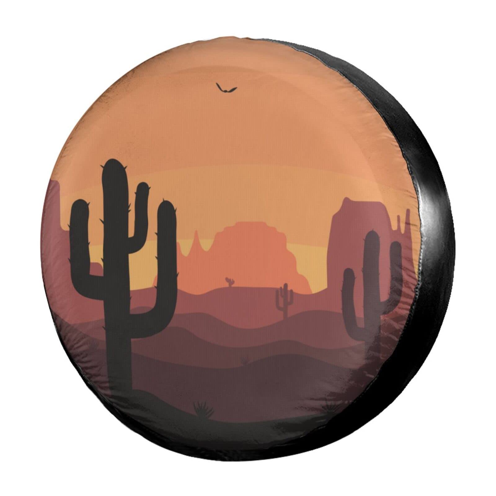 Desert Sunset Cactus Spare Tire Cover - 15 Inch Dustproof Wheel Protector for Trailers, RVs, SUVs & More | Perfect for Road Trips & Outdoor Adventures