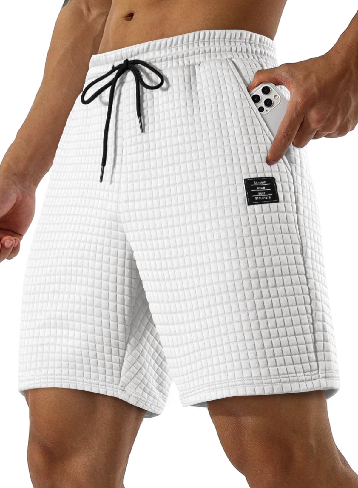JMIERR Men's Sweat Shorts - Stretch Elastic Waist 7