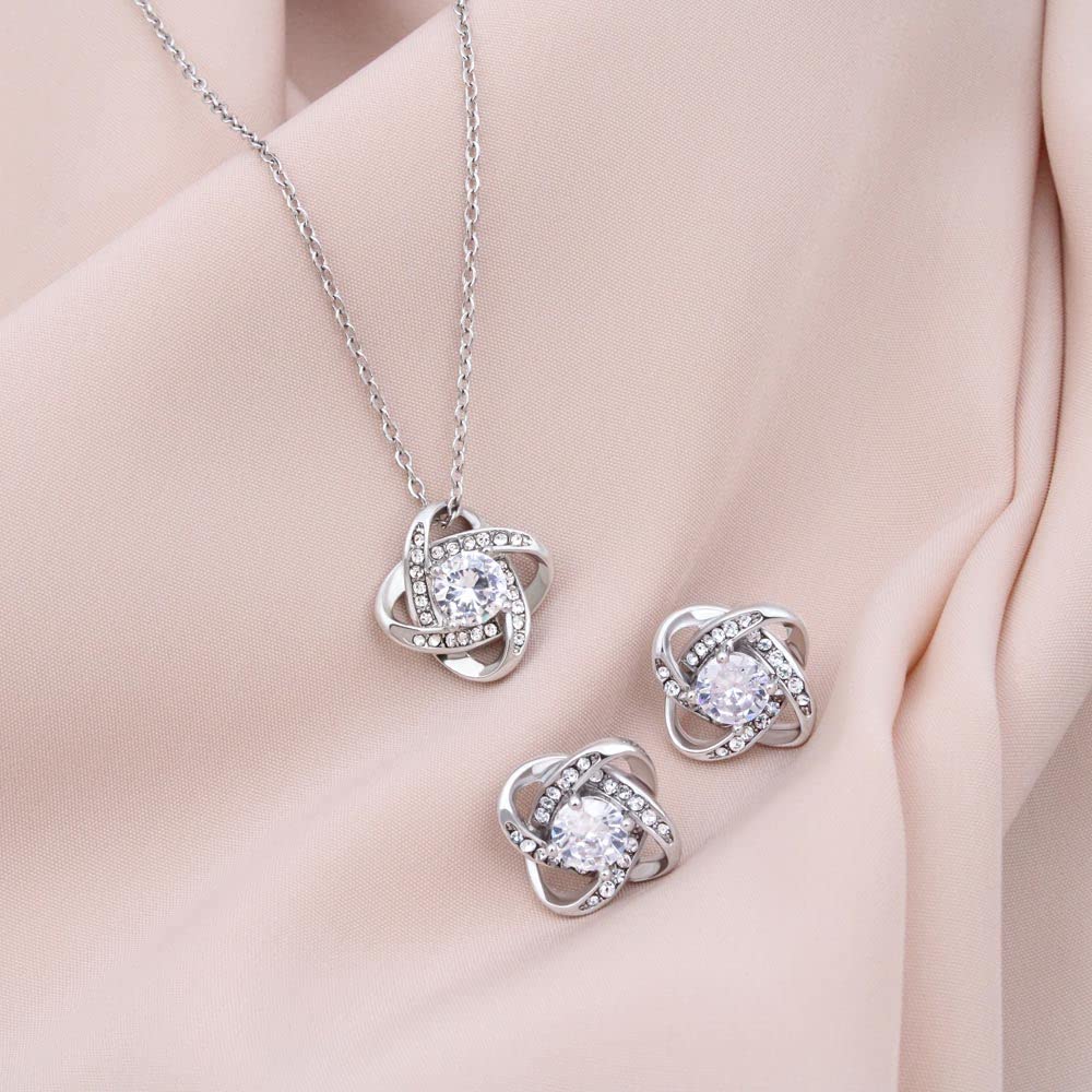 Mother Daughter Necklace Gift Set - Sterling Silver Pendant with Inspirational Message Card & Elegant Gift Box | Thoughtful Present from Mom & Dad | Perfect for Birthdays, Anniversaries & Special Occasions | Includes LED Jewelry Box & CZ Cross Earrings