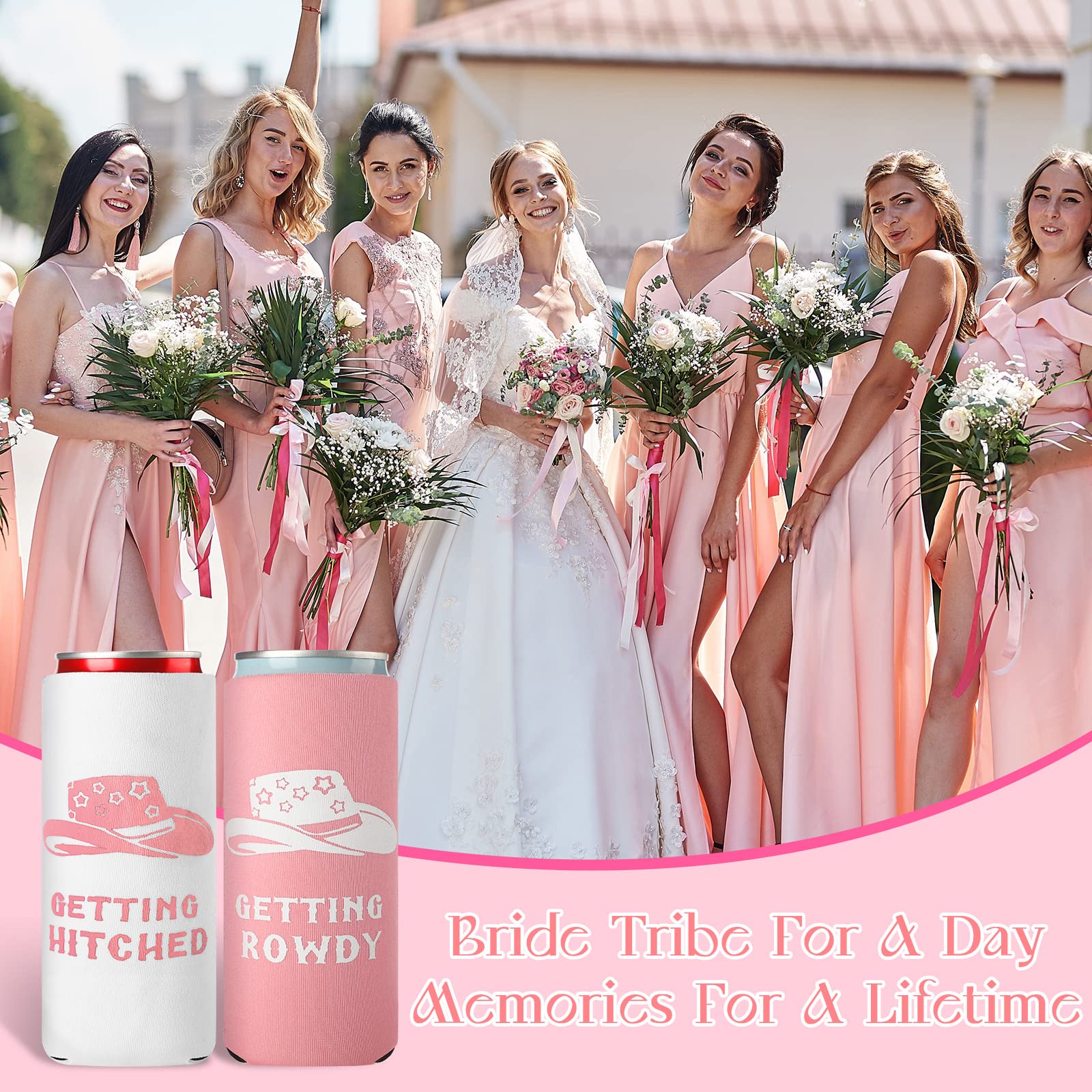 11-Piece Bachelorette Party Can Coolers Set - Insulated Neoprene Drink Sleeves for Beer & Soda Cans - 