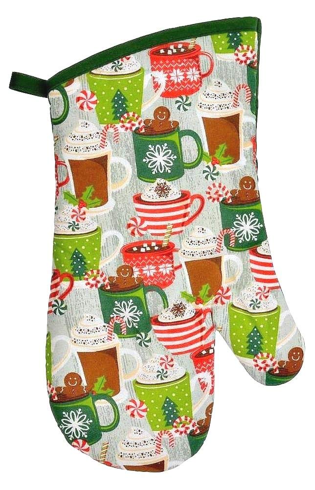 5-Piece Christmas Kitchen Linen Set with Holiday Mugs - Festive Dish Towels & Oven Mitts for Holiday Baking & Decorating
