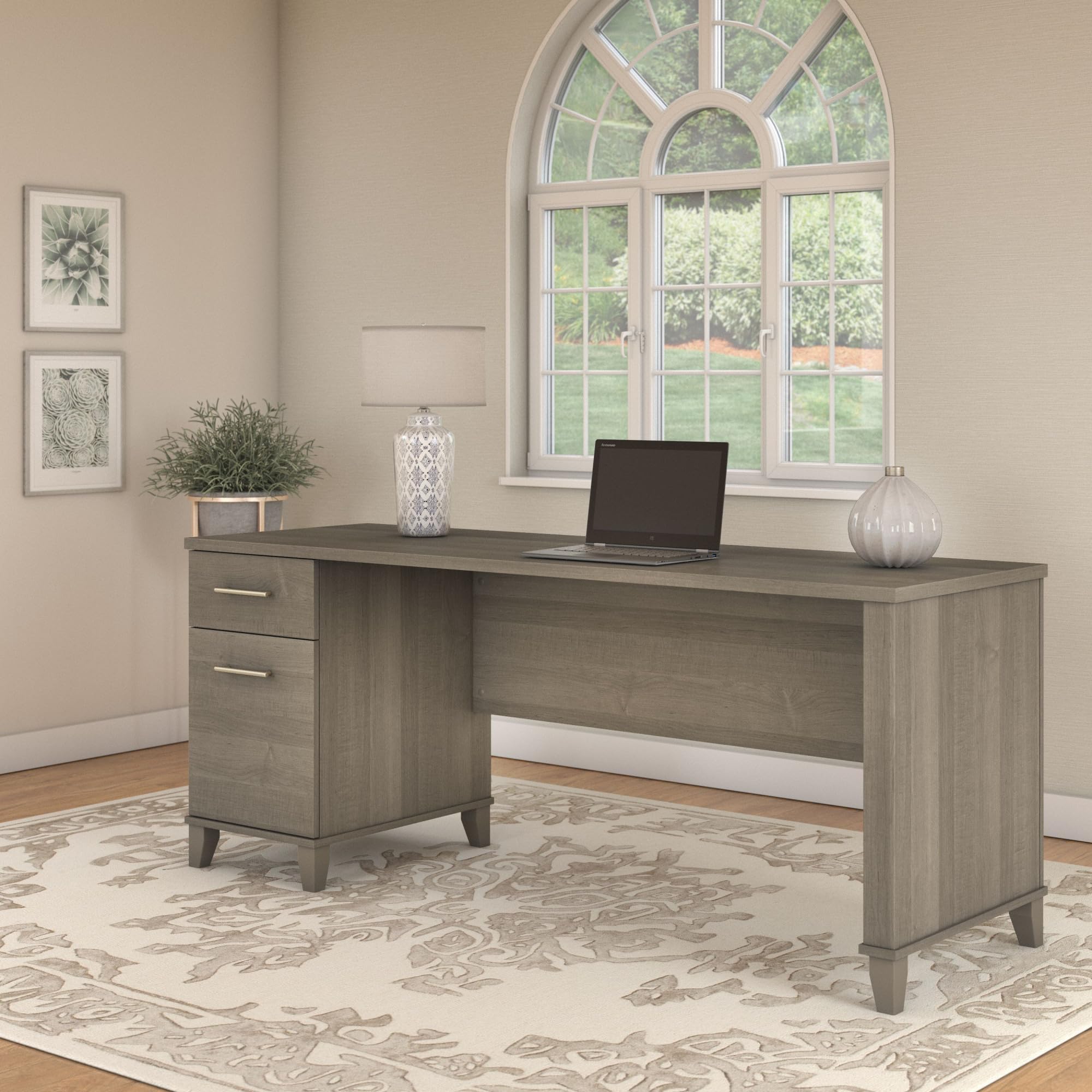 Bush Furniture 72-inch Home Office Desk with Drawers - Large Computer Table for Personal Workspace, Somerset Collection in Ash Gray - Perfect for Remote Work, Study & Gaming Setup
