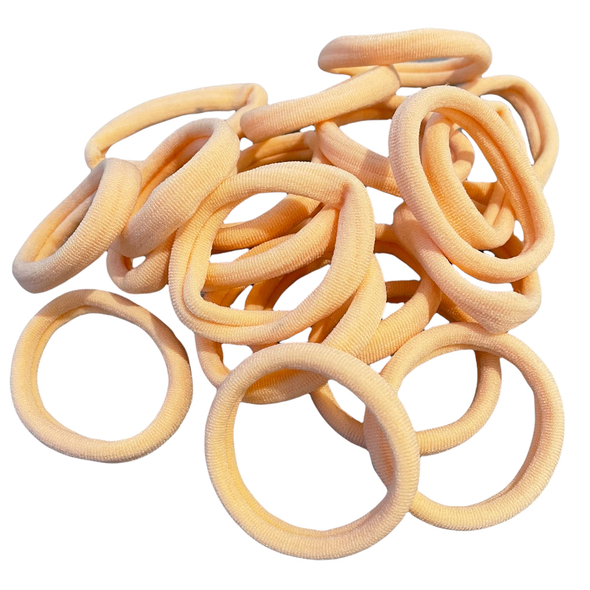 20 Pack Snag-Free Hair Bands & Elastics - Thick Endless Design Bobbles in Beige & Bright Colors | Gentle Hold for Thick Hair, Ponytails & Braids