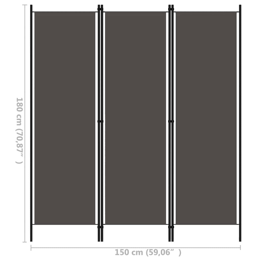 3-Panel Room Divider with Iron Frame & Fabric Screen - Portable Folding Partition for Home Office, Bedroom & Living Room - 59.1