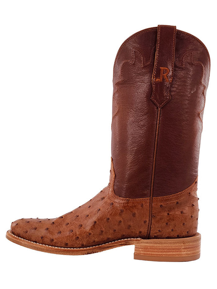 R.Watson RW4002 Men's Full Quill Ostrich Leather Cowboy Boots in Cognac Brown - Perfect for Western Rides, Country Music Festivals & Casual Wear