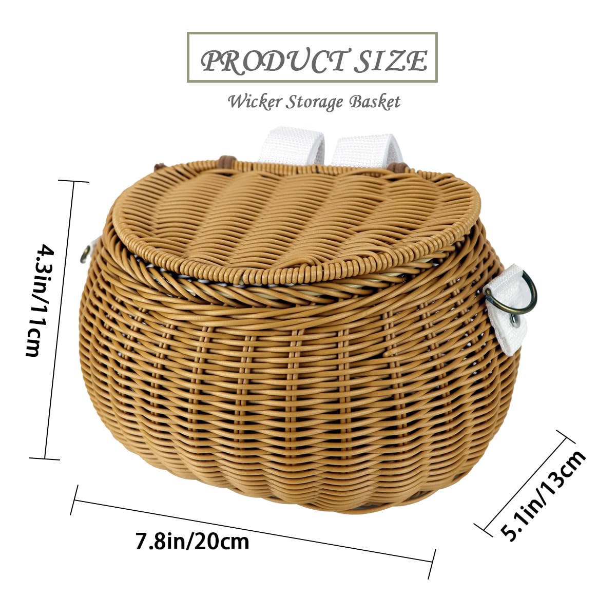 Kids Bike Basket - Woven Wicker Front Handlebar Basket with Shoulder Strap for Children Bicycles, Scooters & Tricycles - Perfect for School, Picnics & Outdoor Adventures