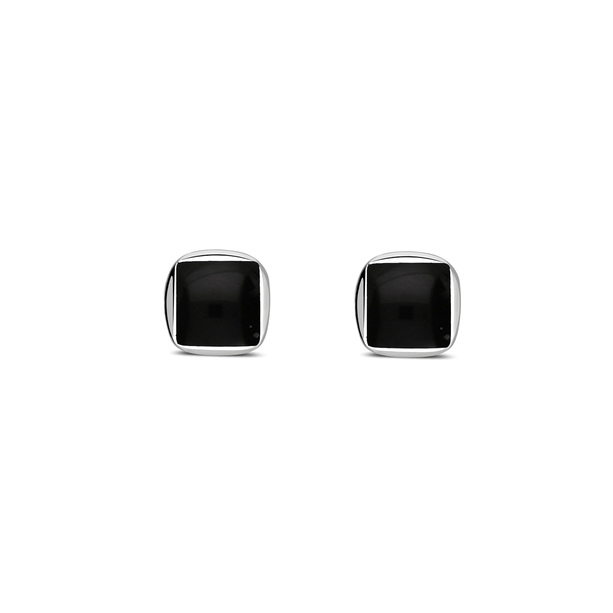 Sterling Silver Whitby Jet Designer Square Stud Earrings for Women - Elegant Gothic Jewelry for Everyday Wear & Special Occasions