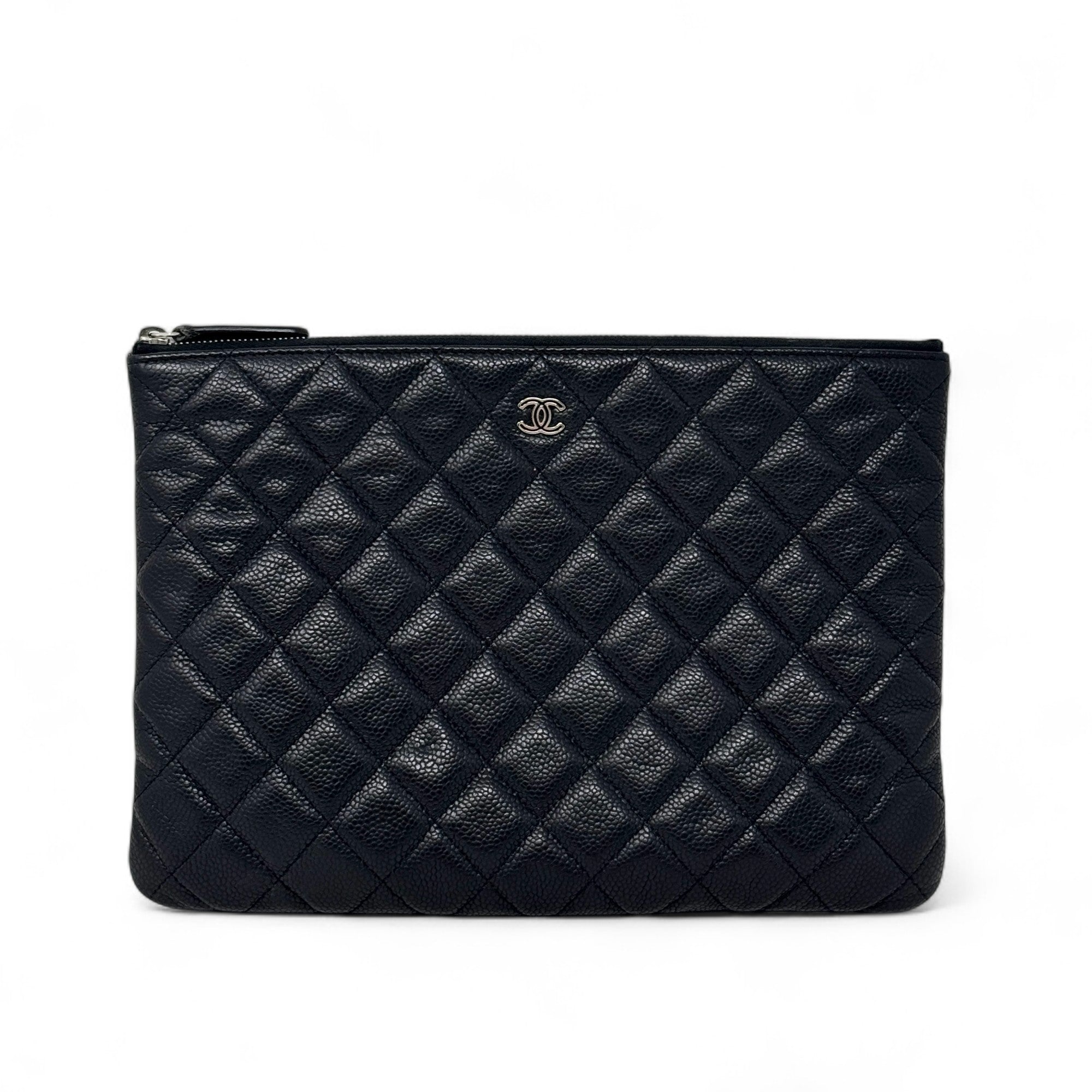 Chanel Black Small O Case Pouch - Luxury Leather Cosmetic Bag for Women - Perfect for Travel, Makeup Storage & Everyday Essentials