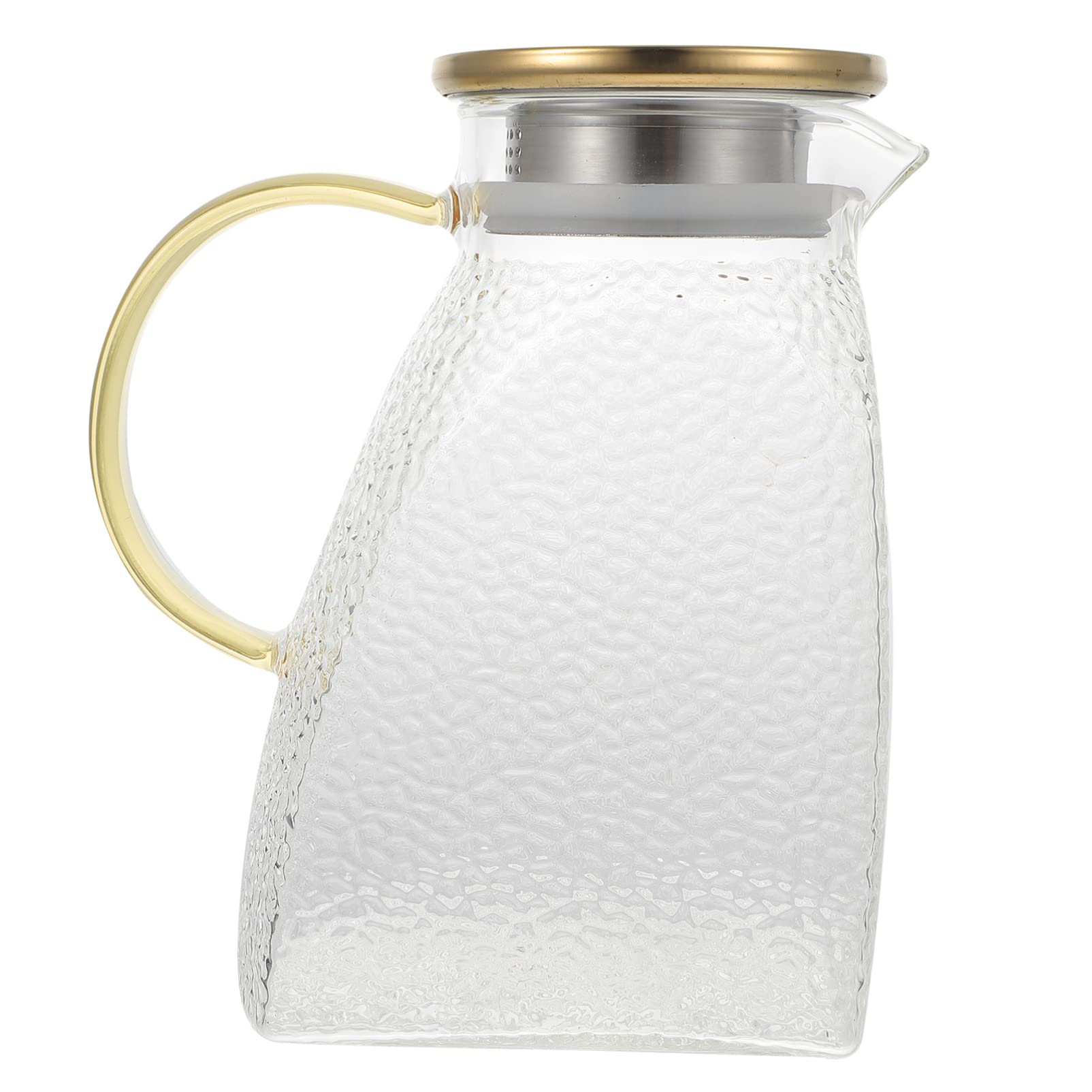 Premium Hemoton Glass Cold Water Jug - 1PC Transparent Glass Teapot, Juice Water Pot, Stainless Steel Flower Teapot | Perfect for Iced Tea, Summer Drinks & Home Decor