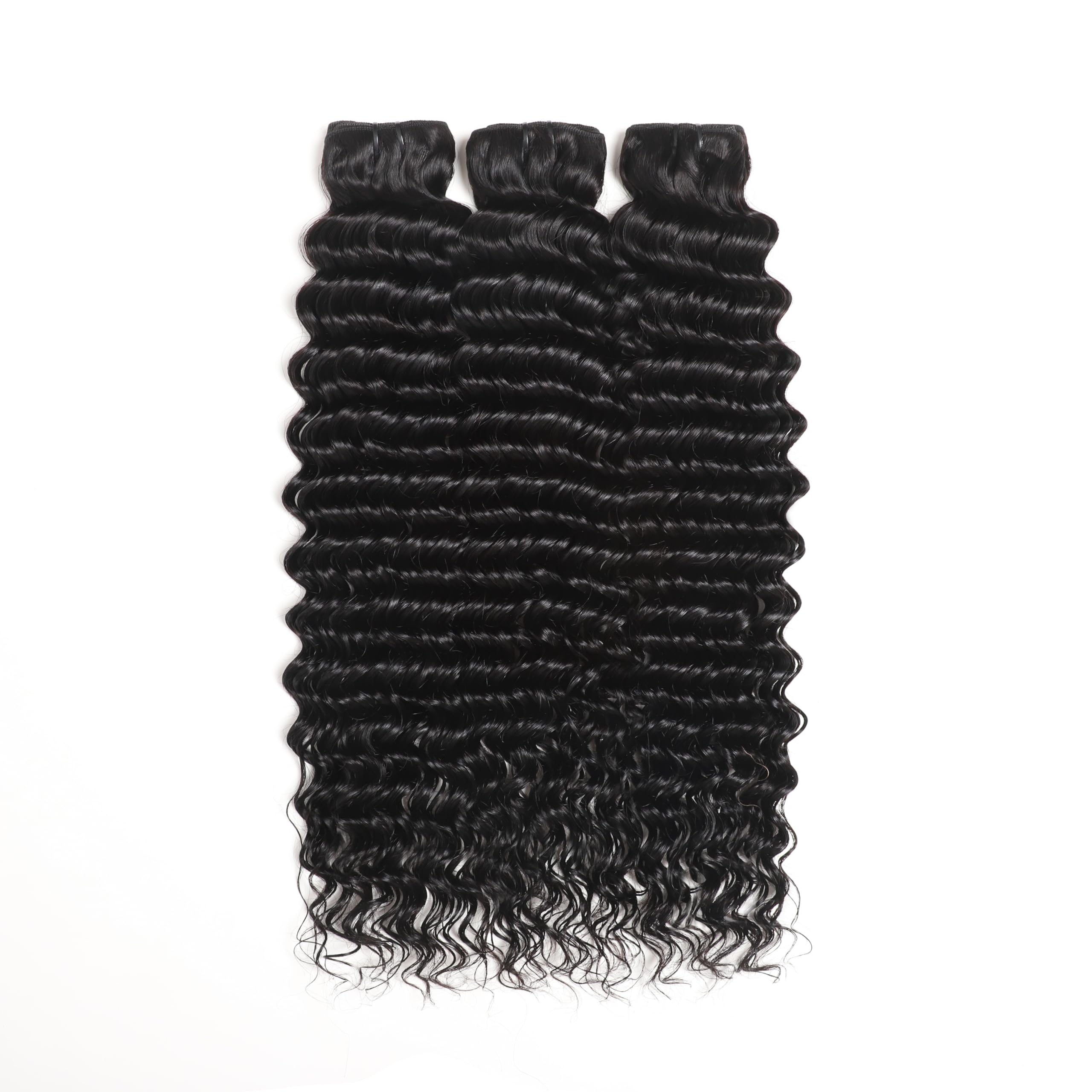 12A Deep Wave Human Hair Bundles 20 22 24 Inch - 100% Unprocessed Brazilian Virgin Hair - 3 Bundles Water Wave Weave for Natural Look - Perfect for Protective Styles, Weaves & Wigs
