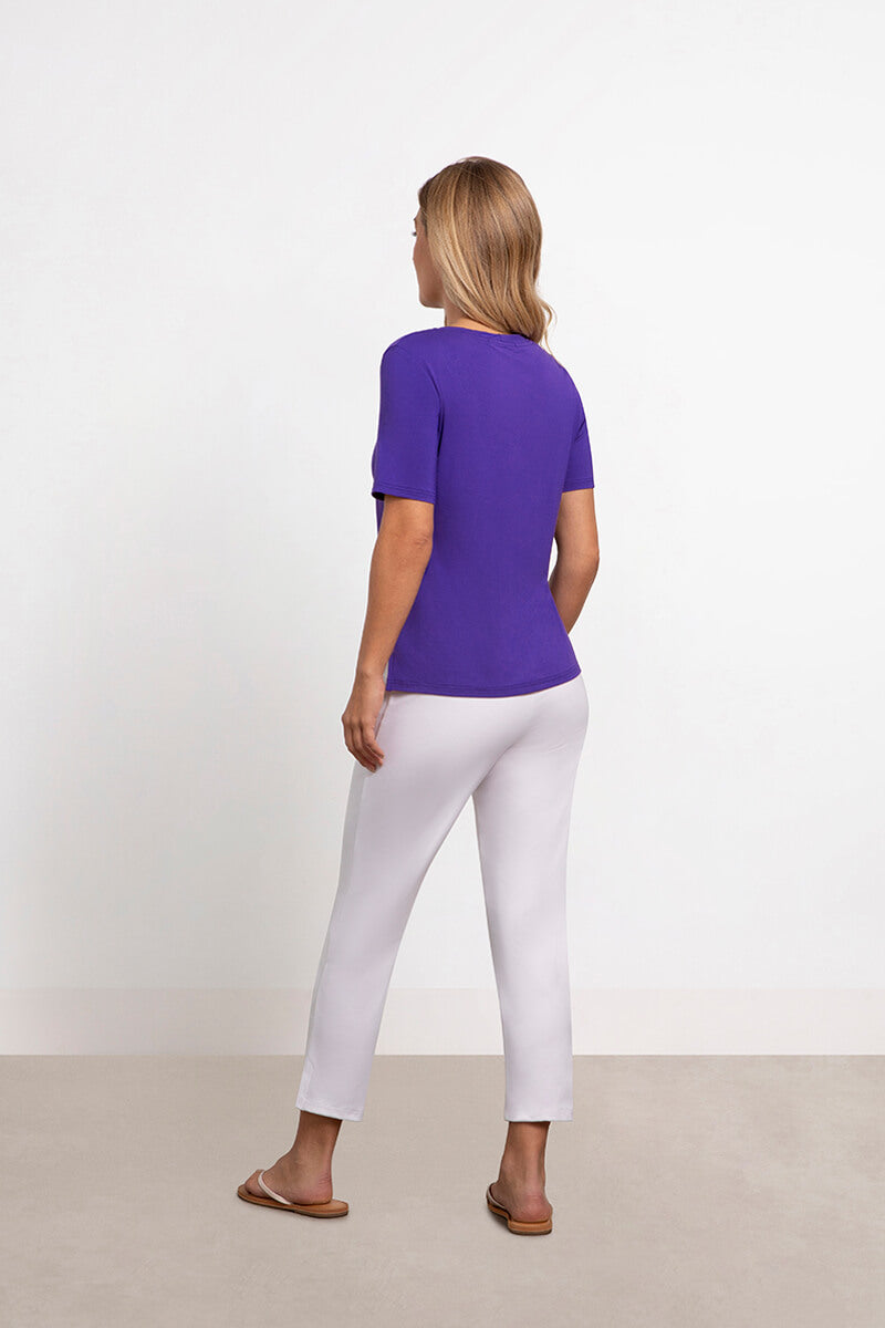 Eco-Friendly Bamboo Scoop Neck T-Shirt for Women | Soft & Breathable Violet Tee | Perfect for Yoga, Casual Wear & Sustainable Fashion
