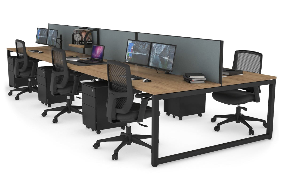 Quadro Loop Legs 6-Person Office Workstation Desk - 1600L x 800W with Cable Management Scallop - Ideal for Collaborative Workspaces & Open Office Environments
