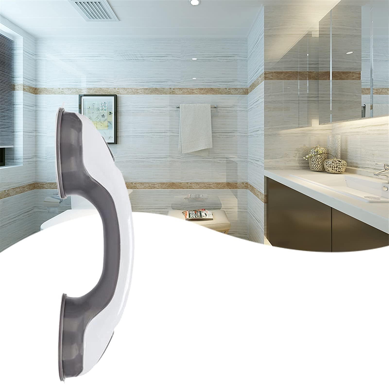 Anti-Slip Safety Handrail - Bathroom Grab Bar with Suction Cups for Elderly & Kids - Sturdy Assist Handle for Showers, Bathtubs & Toilets - Ideal for Fall Prevention & Mobility Support (1 Pack)