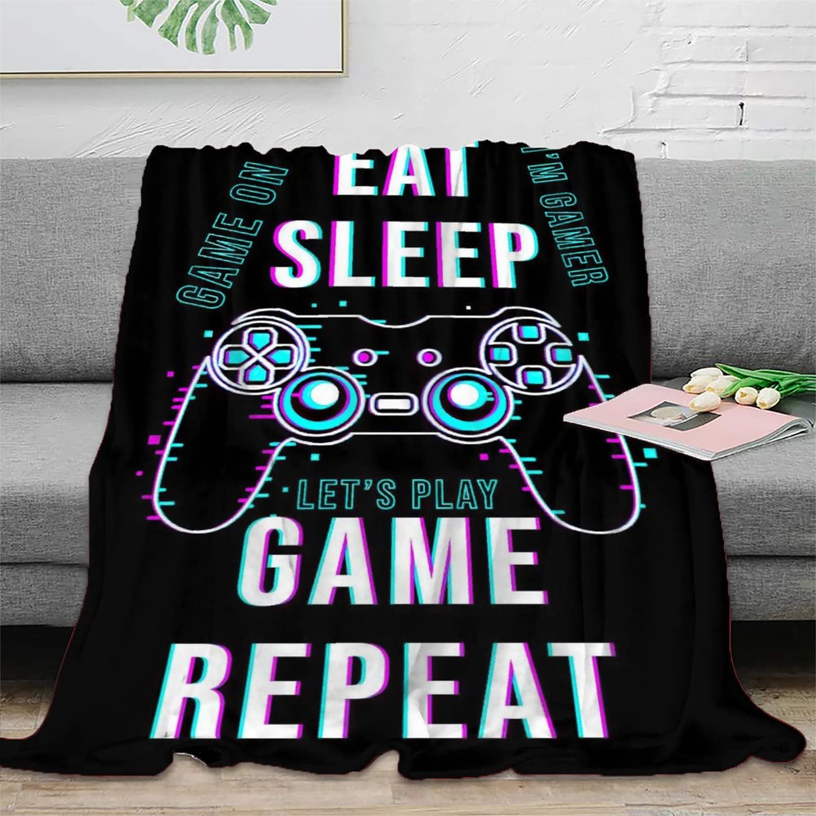 Soft Plush Fleece Video Game Controller Throw Blanket for Boys & Kids - 60x80 Inch Cozy Blanket for Sofa, Bed, Couch & Chair - Perfect for Gaming, Lounging & Nap Time