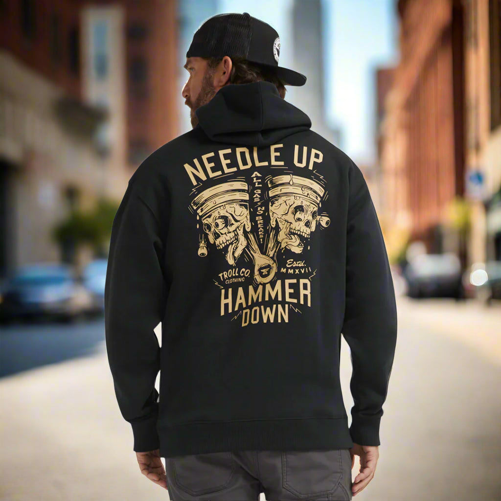 DHCM Men's Needle Up Hammer Down Twins Hoodie - Soft Cotton Pullover Sweatshirt for Baseball Fans - Perfect for Game Day & Casual Wear