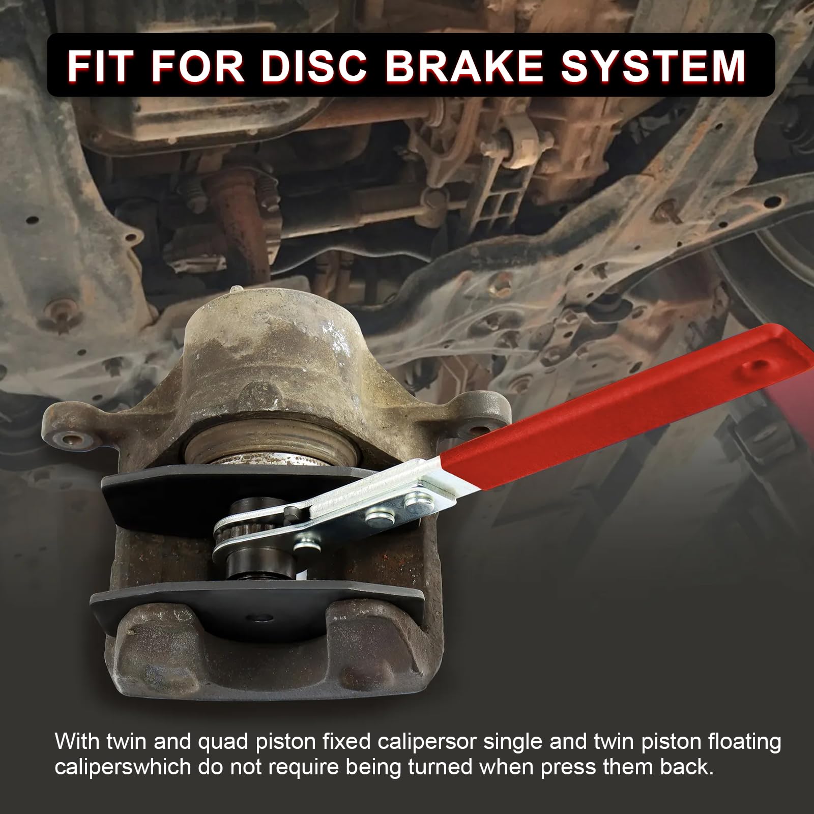 360 Degree Adjustable Brake Caliper Compression Tool - 4-in-1 Universal Disc Brake Piston Press Kit with Dual Hangers & Ratchet System | Perfect for DIY Car Maintenance, Truck Brake Repair & Motorcycle Servicing