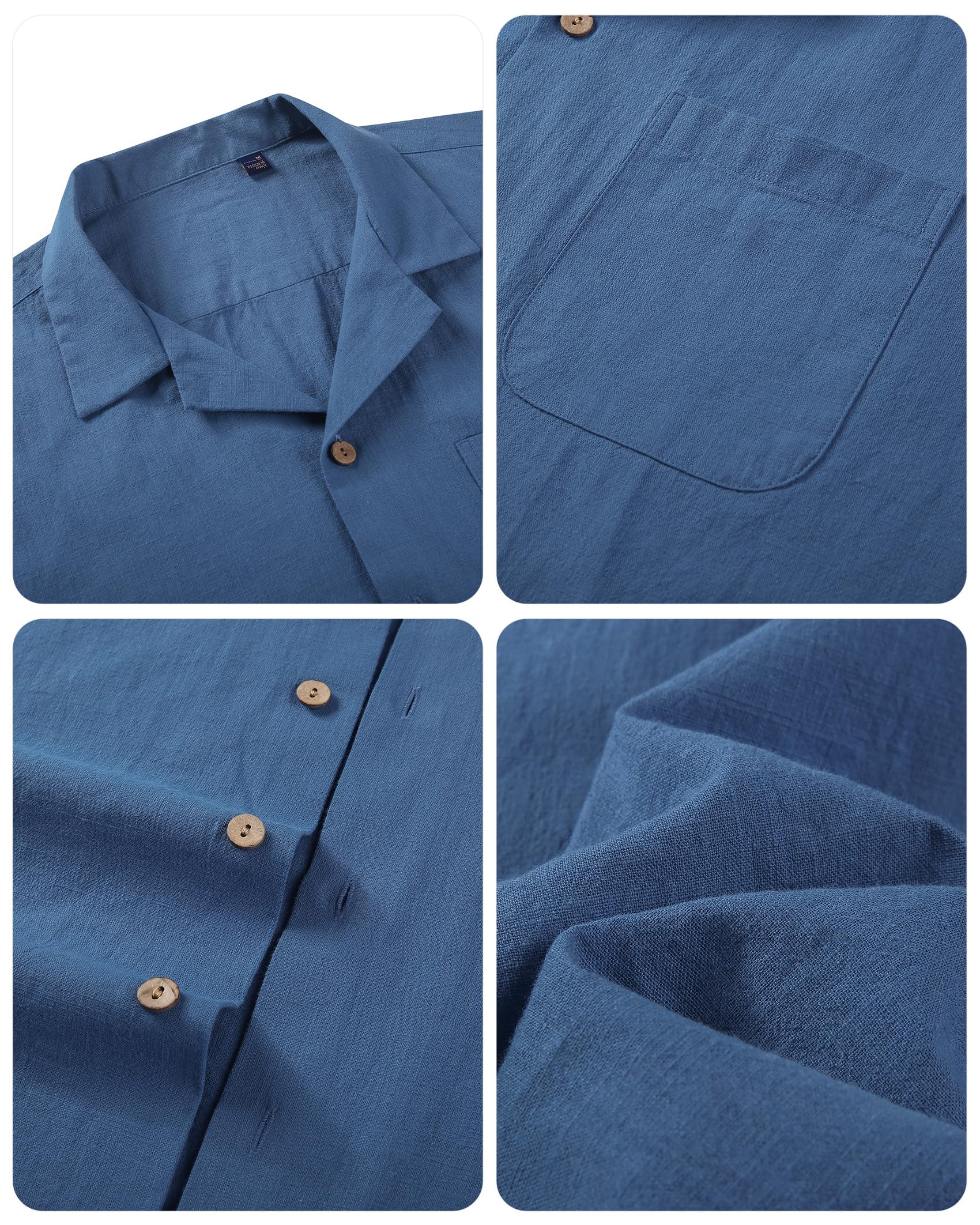 Gentle Men's Linen Shirts - Short Sleeve Button Down Cotton Shirt for Summer | Beach Vacation & Hawaiian Style | Casual Wear, Outdoor Activities & Tropical Getaways