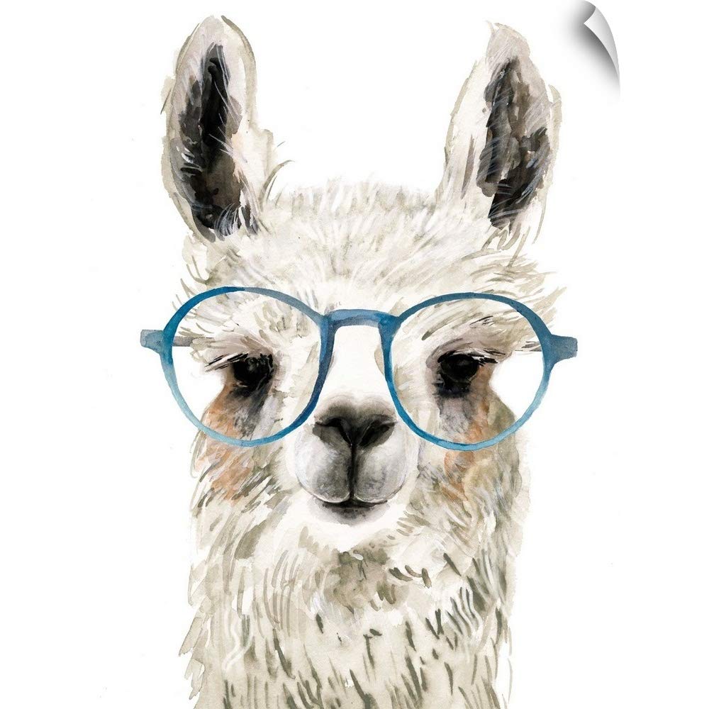 CANVAS ON DEMAND Hip Llama II Wall Decal - Custom Kids Artwork Wall Sticker for Nursery, Playroom & Bedroom Decor