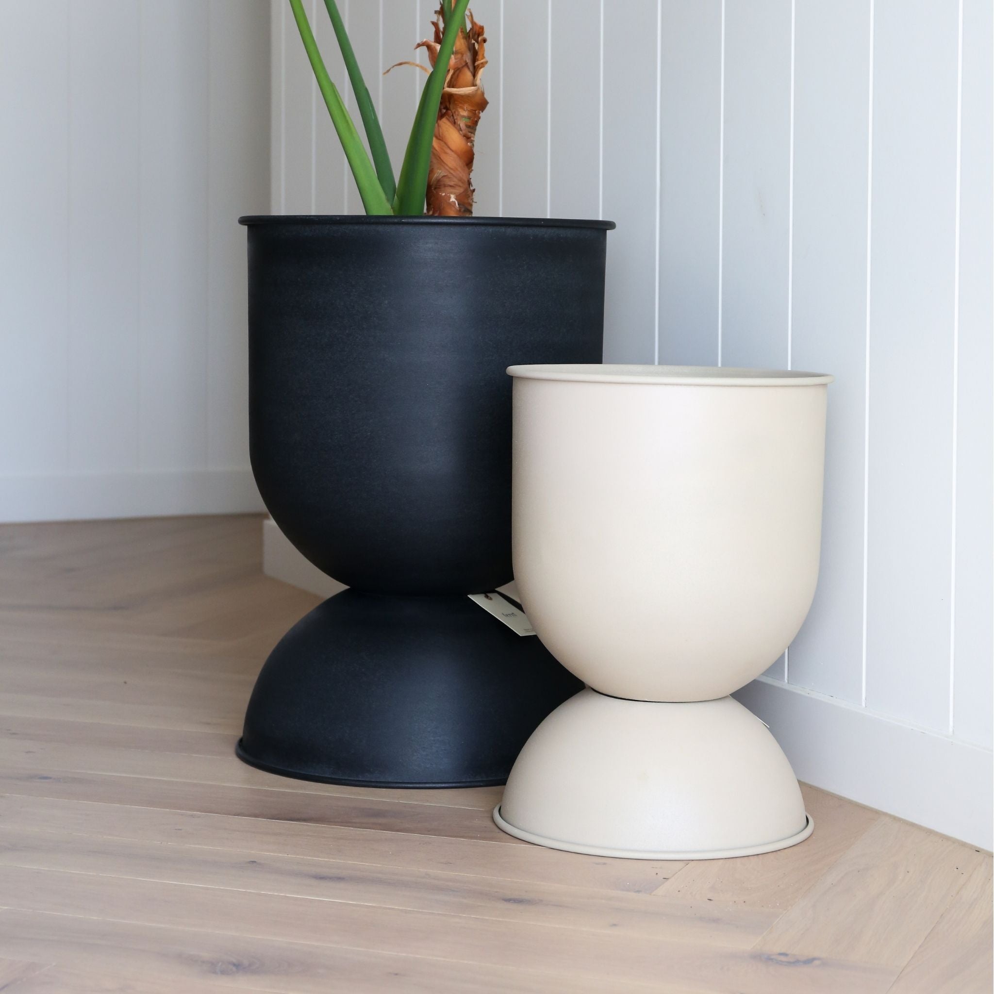 FERM LIVING Hourglass Ceramic Planter Pot - 23.2 Inches Medium Size, Cashmere Color - Perfect for Indoor Plants, Home Decor, and Office Spaces