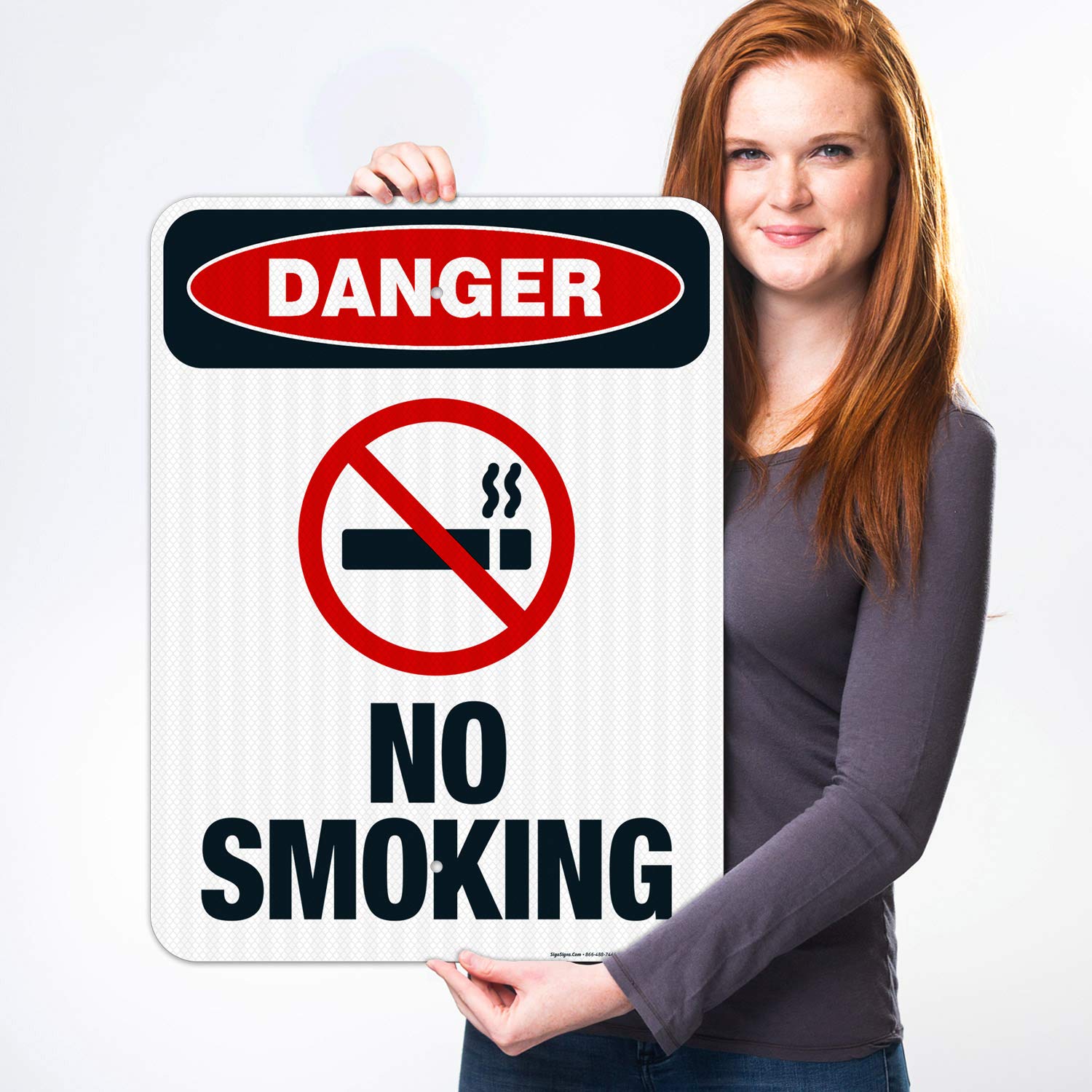 No Smoking OSHA Danger Sign (SI-3983) - 18x24 Inch Reflective Aluminum Safety Sign - 3M EGP .080 Thick, Fade Resistant - Indoor/Outdoor Use - Made in USA - Perfect for Workplaces, Factories & Public Areas