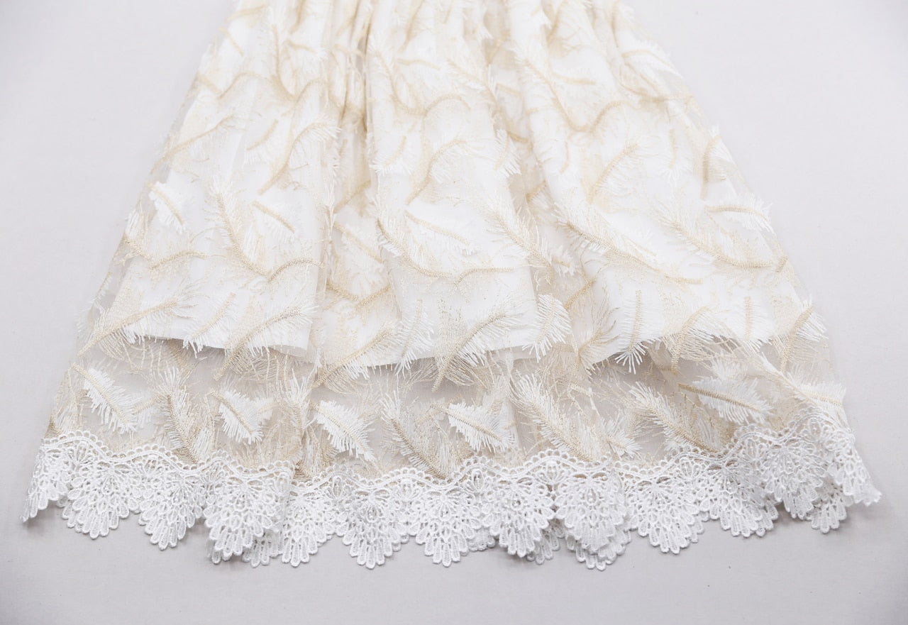 Lachesis Lace Blessing Gown - Elegant White Baptism Dress for Baby Girls | Perfect for Christening, First Communion & Special Occasions