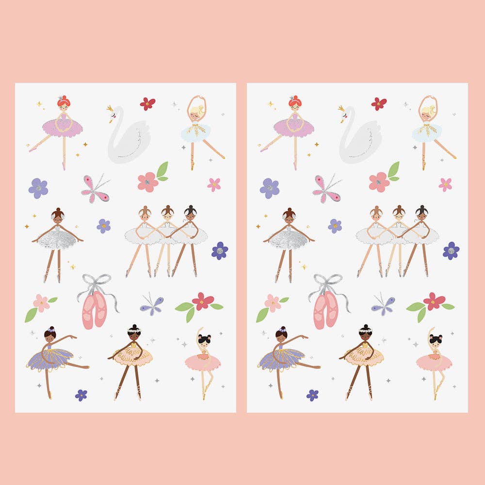 Elegant Ballerina Temporary Tattoos Pack - Waterproof Fake Tattoos for Kids & Adults - Perfect for Dance Performances, Costume Parties & Themed Events