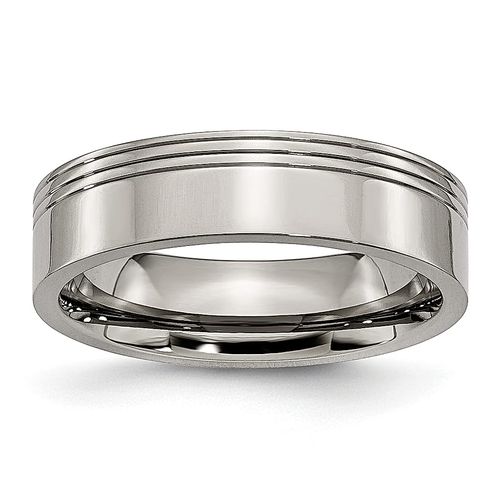 Titanium Wedding Ring Band for Women - 6mm Grooved Jewelry Gift for Her | Engagement & Anniversary