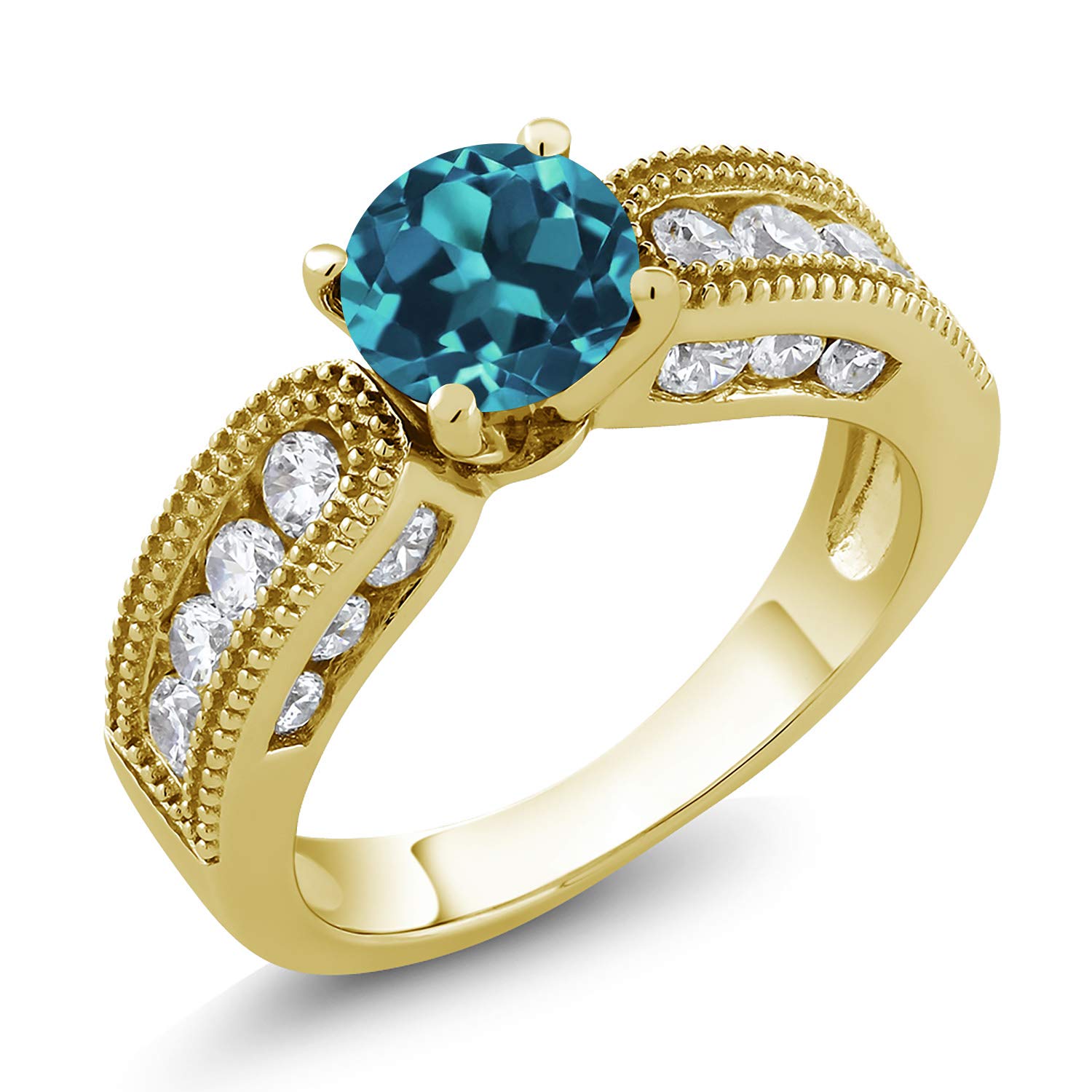 2.54 Ct London Blue Topaz Ring - 18K Yellow Gold Plated Sterling Silver - Gem Stone King - Perfect for Engagement, Anniversary & Gift Giving