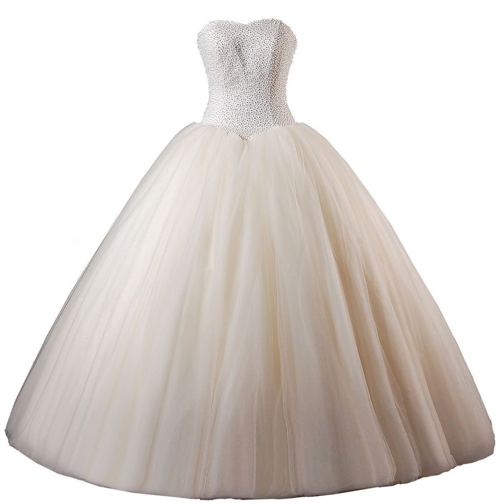 Elegant Ball Gown Sweetheart Neckline Heavy Beaded Tulle Wedding Dress for Brides - Perfect for Church Ceremonies, Formal Receptions & Princess-Style Weddings