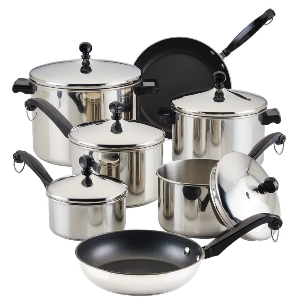 Farberware Classic 15-Piece Stainless Steel Cookware Set - Pots and Pans for Professional Cooking - Silver (50049) - Perfect for Home Kitchens, Restaurants & Culinary Enthusiasts