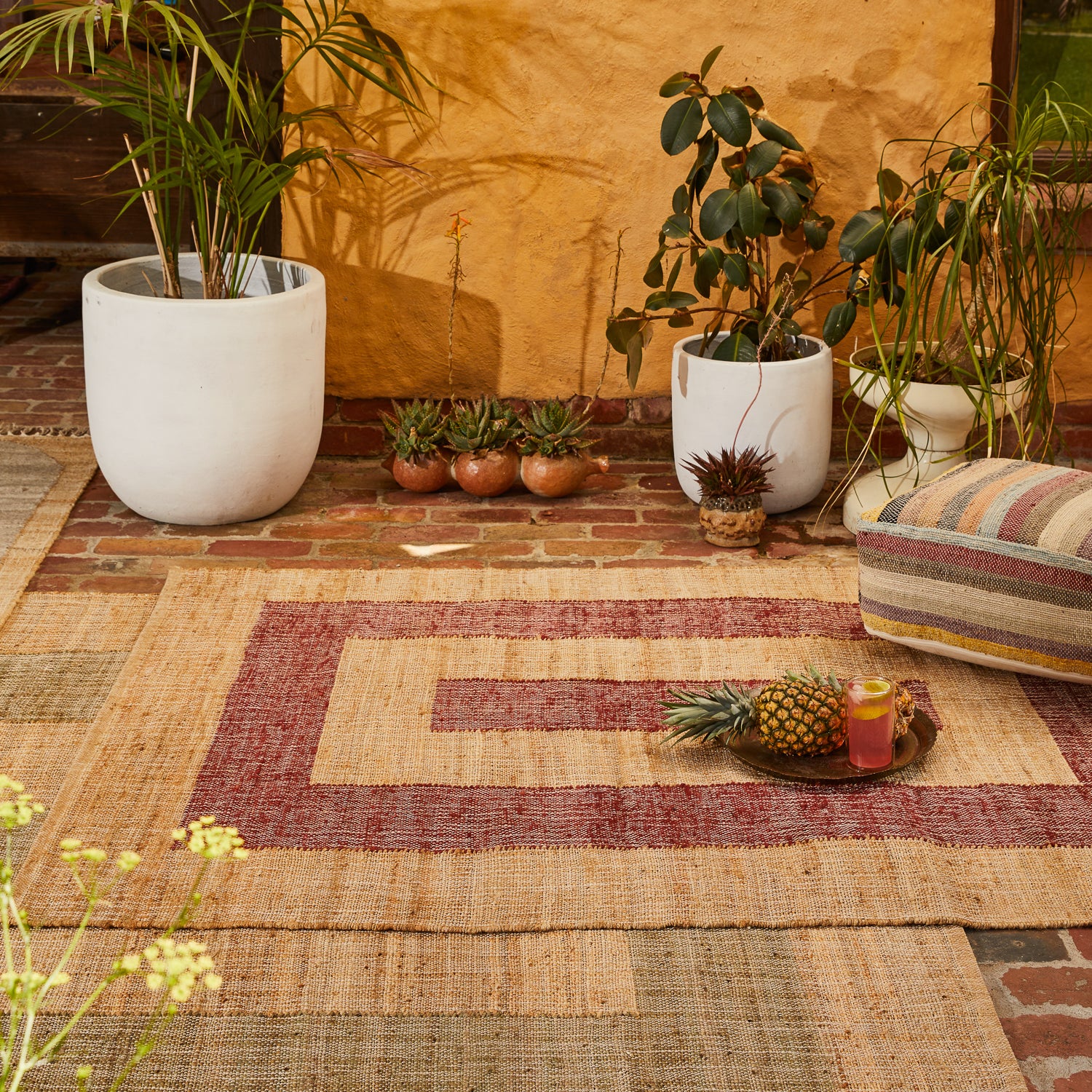 Adrienne Jute Rug Carmine - Natural Fiber Bohemian Area Rug for Living Room, Bedroom & Nursery | Eco-Friendly Home Decor