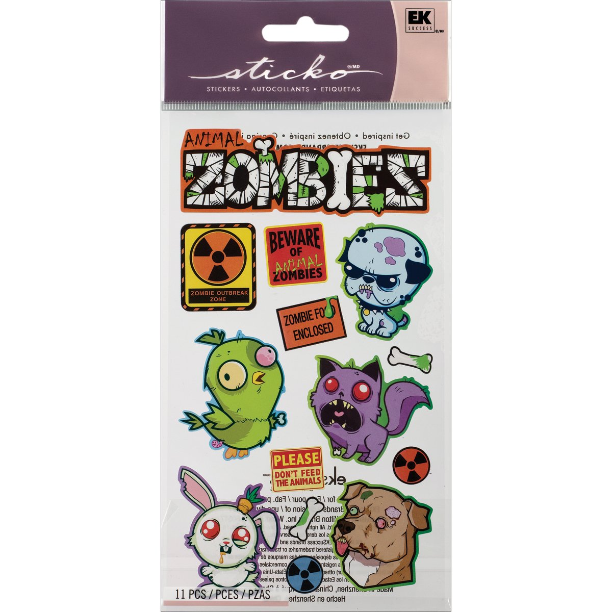 Sticko Stickers - Animal Zombies Collection | Unique Vinyl Decals for Laptops, Water Bottles & DIY Crafts | Perfect for Halloween, School Supplies & Gift Giving