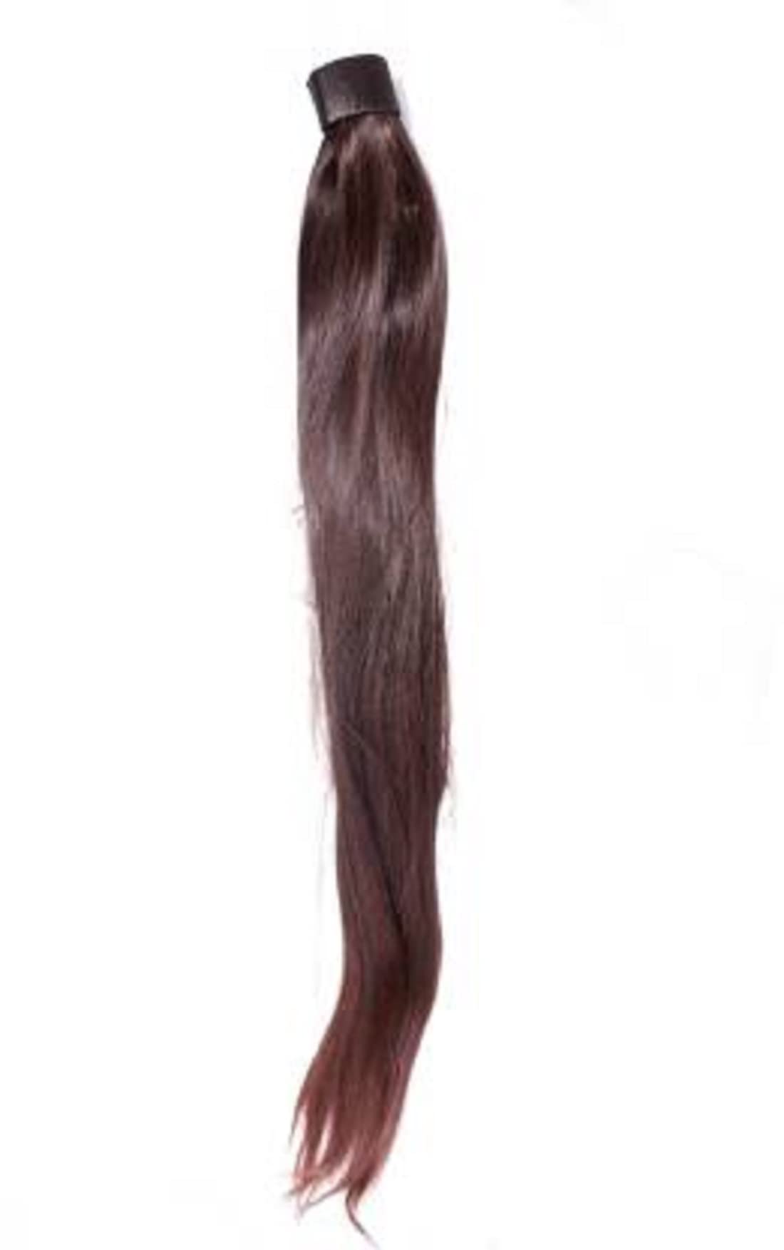 Natural Brown Straight Ponytail Hair Extension - 100% Human Hair for Styling & Volume | Perfect for Parties, Weddings & Everyday Wear
