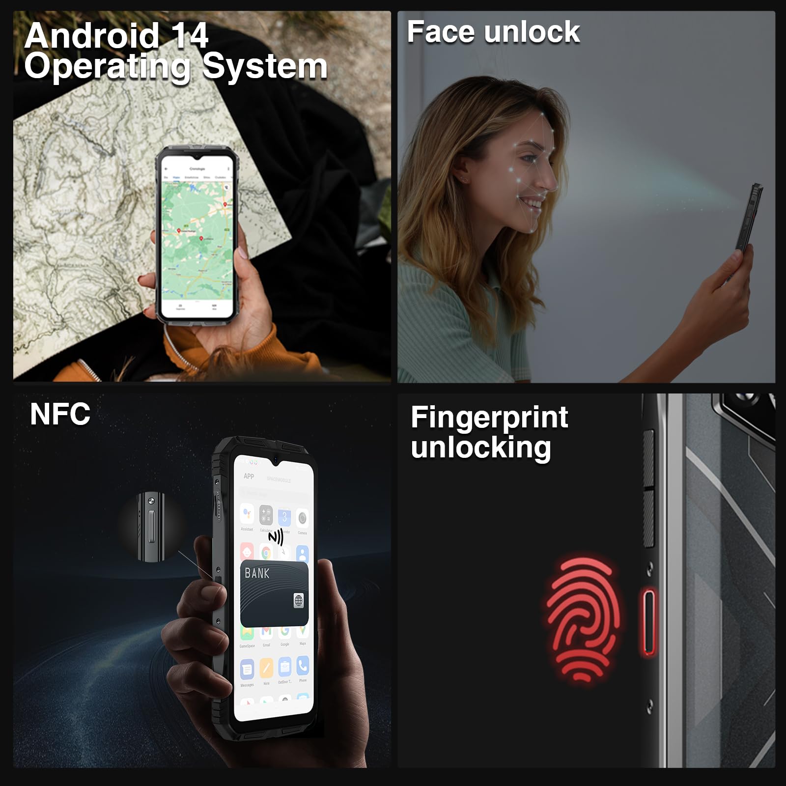 DOOGEE S Cyber Rugged Smartphone - Android 14, 10800mAh Battery, 50MP AI Camera, 20GB RAM + 256GB ROM, 6.58