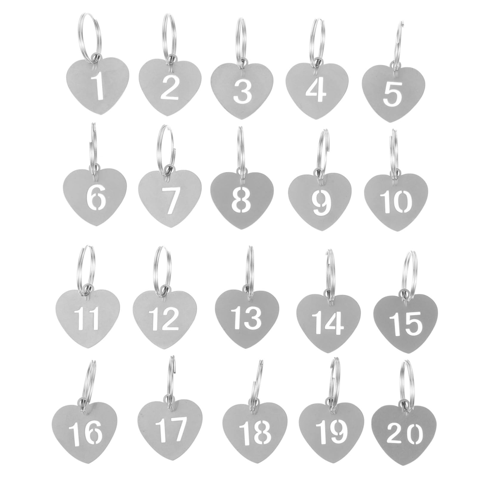 Kisangel 20-Piece Numbered Metal Key Tags - Durable ID Labels for Keys, Lockers & Mailboxes - Perfect for Dormitory, Office & Hotel Organization (1-20 Numbered Set)