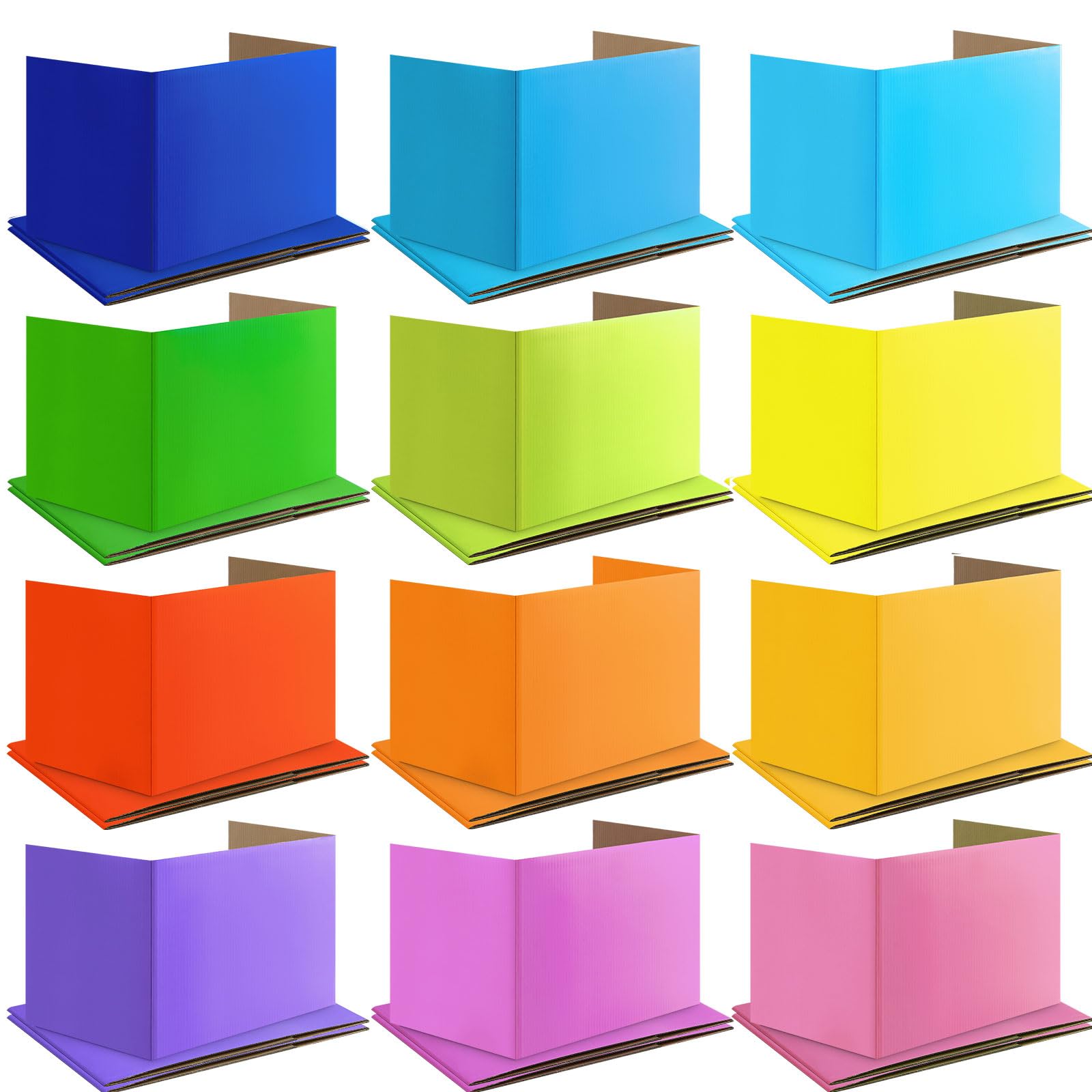 SATINIOR 36 Pack Student Desk Privacy Dividers - 12 Colors, 16 x 12 Inch Trifold Classroom Partitions for Study Carrels, School Desks & Testing - Perfect for Focus, Quiet Reading & Individual Workspaces